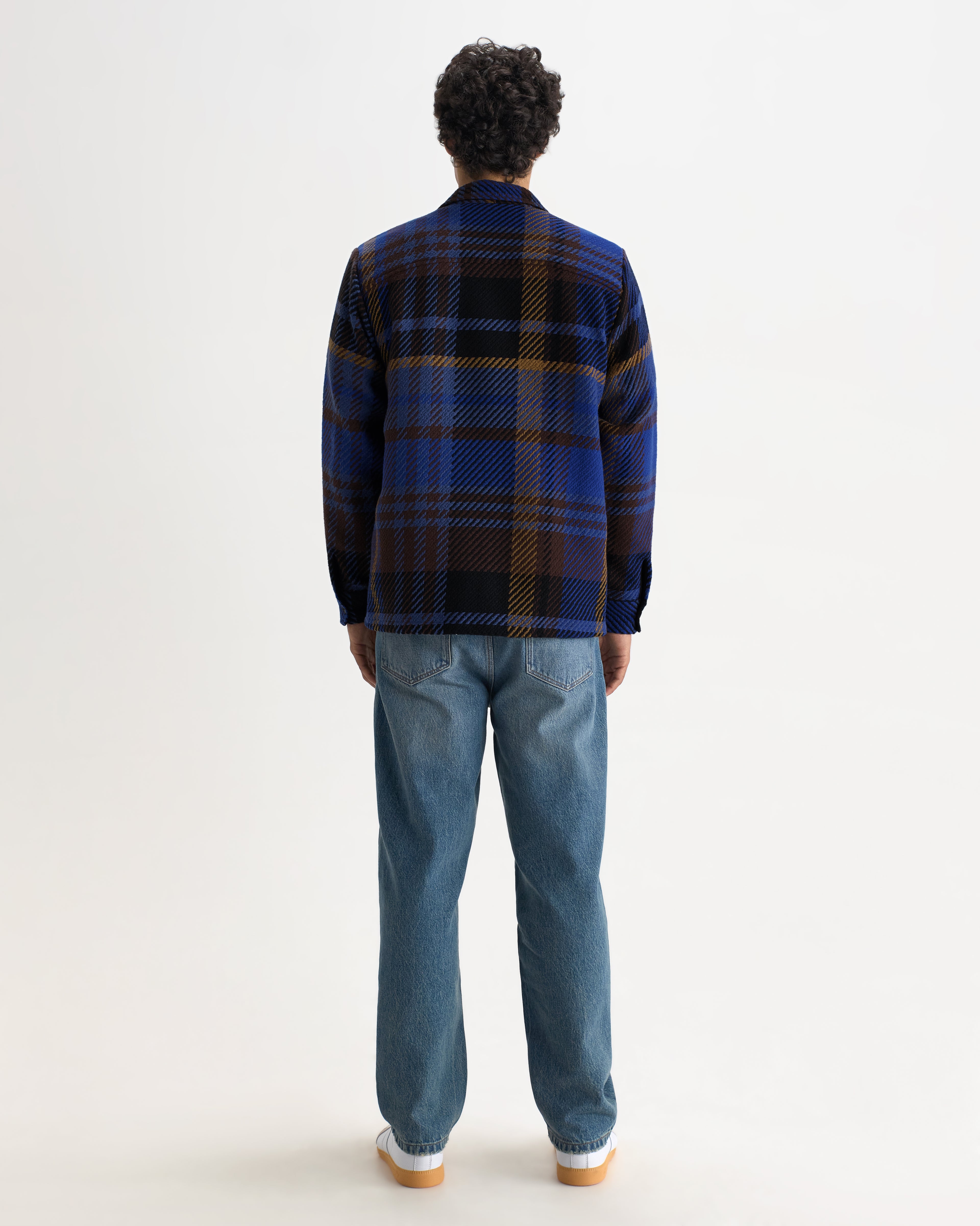 Wax London WHITING OVERSHIRT BOLD CHECK - BLUE / BROWN