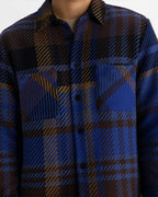 Wax London WHITING OVERSHIRT BOLD CHECK - BLUE / BROWN