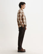 Wax London WHITING OVERSHIRT OVERLAP CHECK - NATURAL / ECRU
