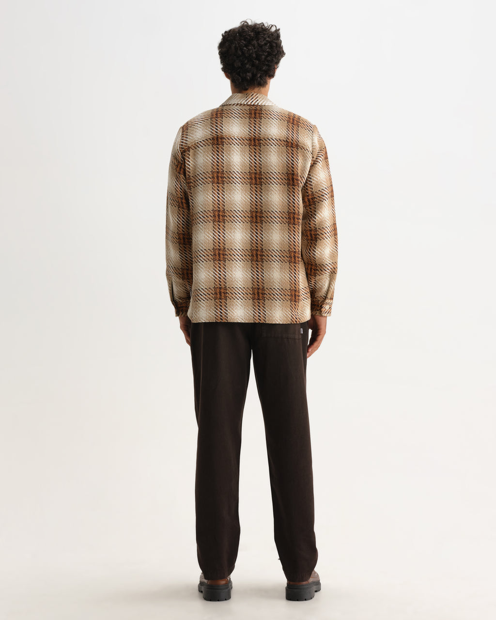 Wax London WHITING OVERSHIRT OVERLAP CHECK - NATURAL / ECRU