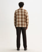 Wax London WHITING OVERSHIRT OVERLAP CHECK - NATURAL / ECRU