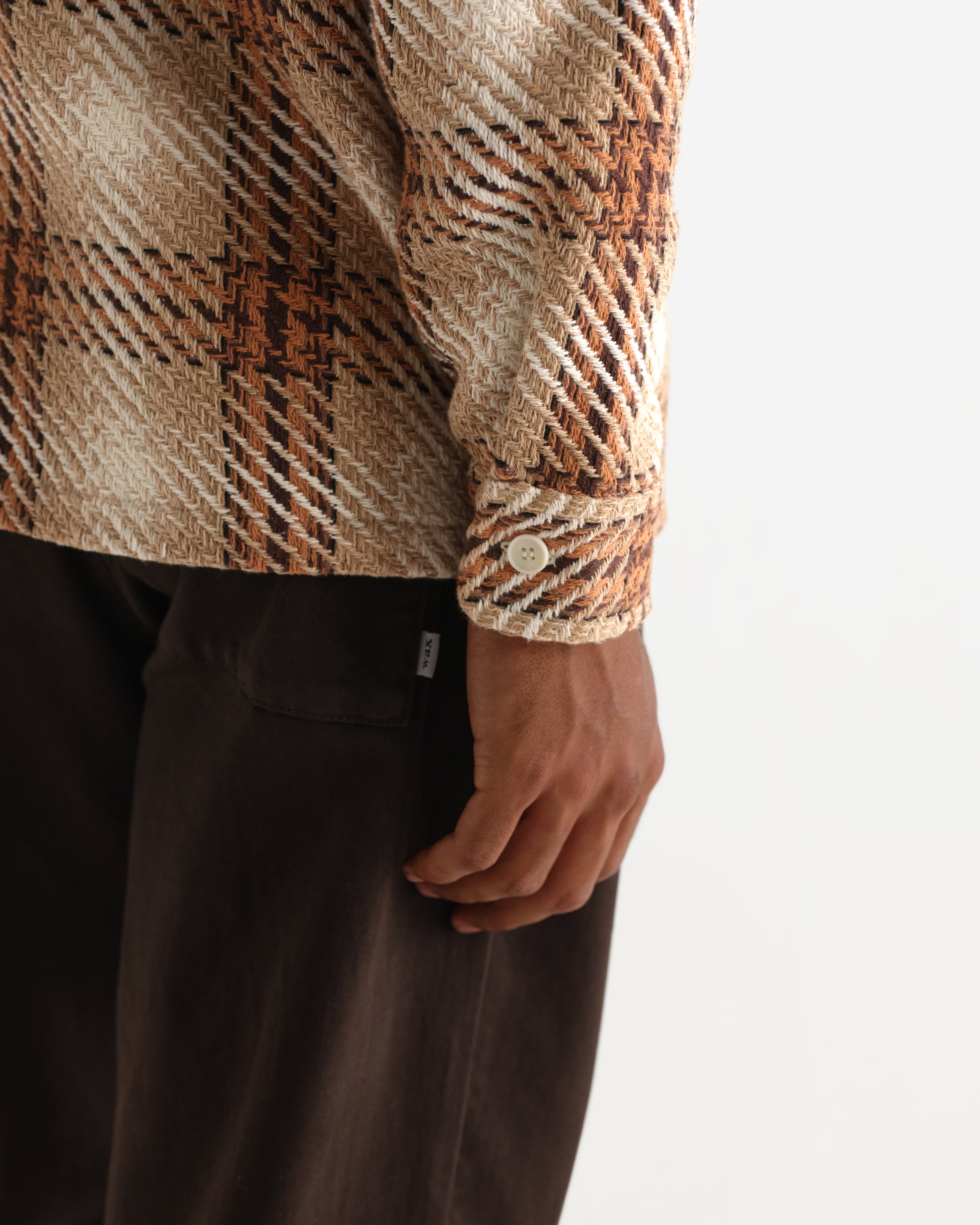 Wax London WHITING OVERSHIRT OVERLAP CHECK - NATURAL / ECRU
