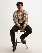 Wax London WHITING OVERSHIRT OVERLAP CHECK - NATURAL / ECRU