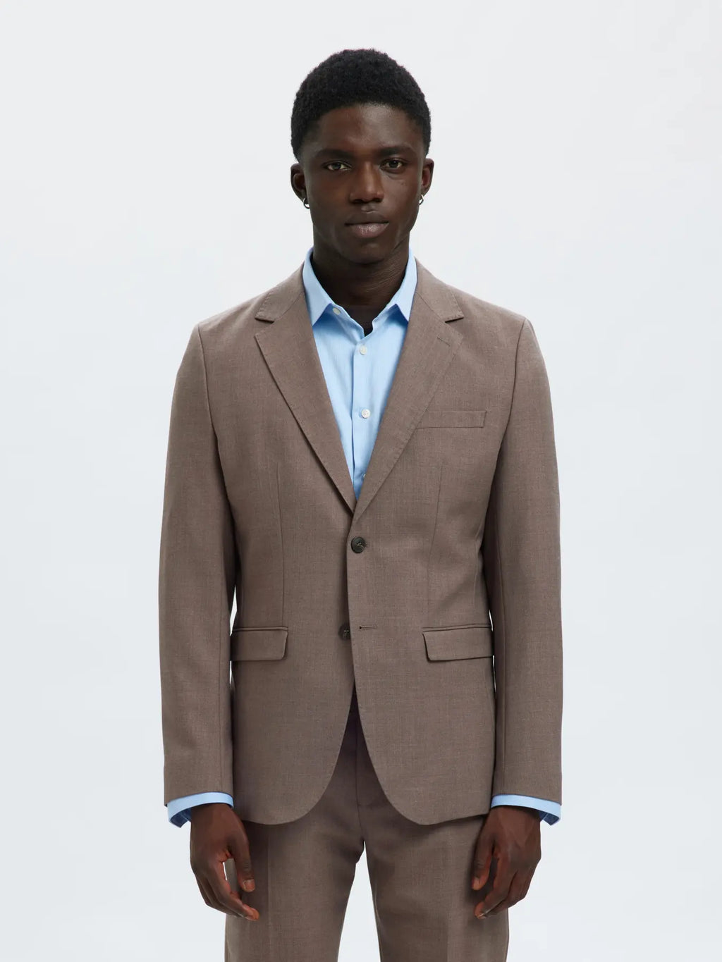 SELECTED SLIM-WOOL BLEND BLZ FLEX MOREL