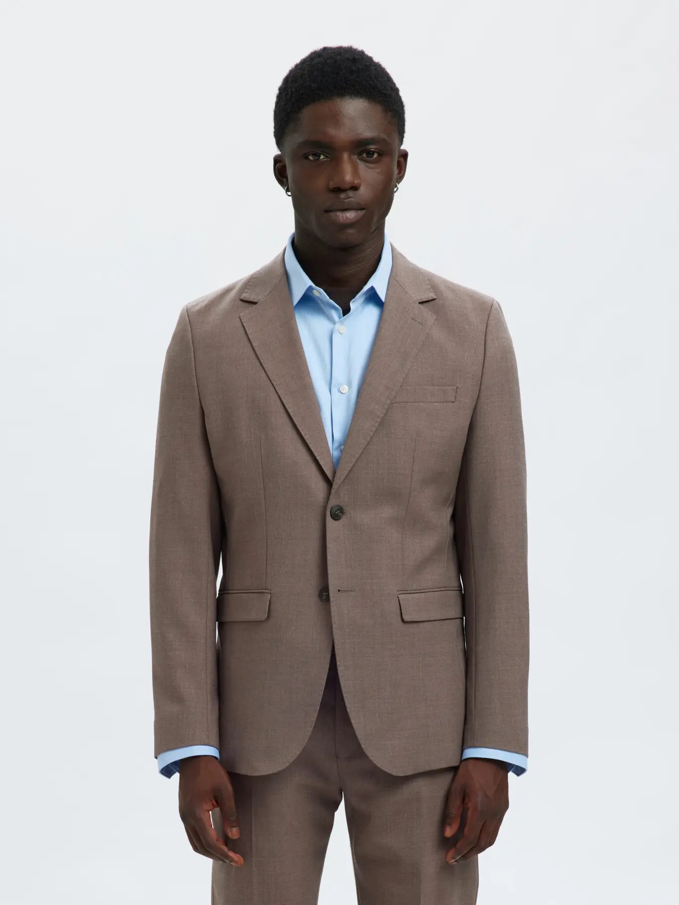SELECTED SLIM-WOOL BLEND BLZ FLEX MOREL