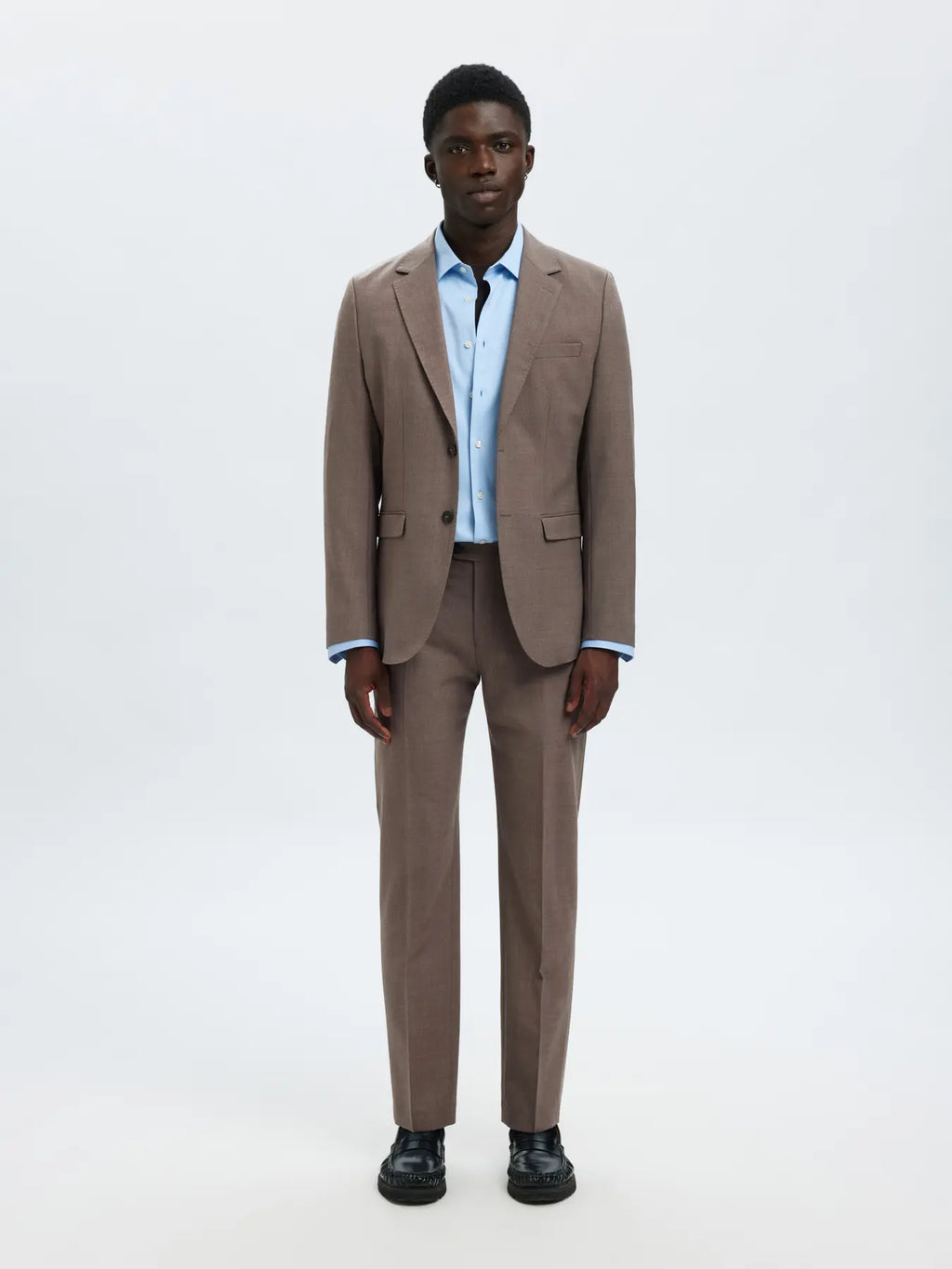 SELECTED SLIM-WOOL BLEND BLZ FLEX MOREL