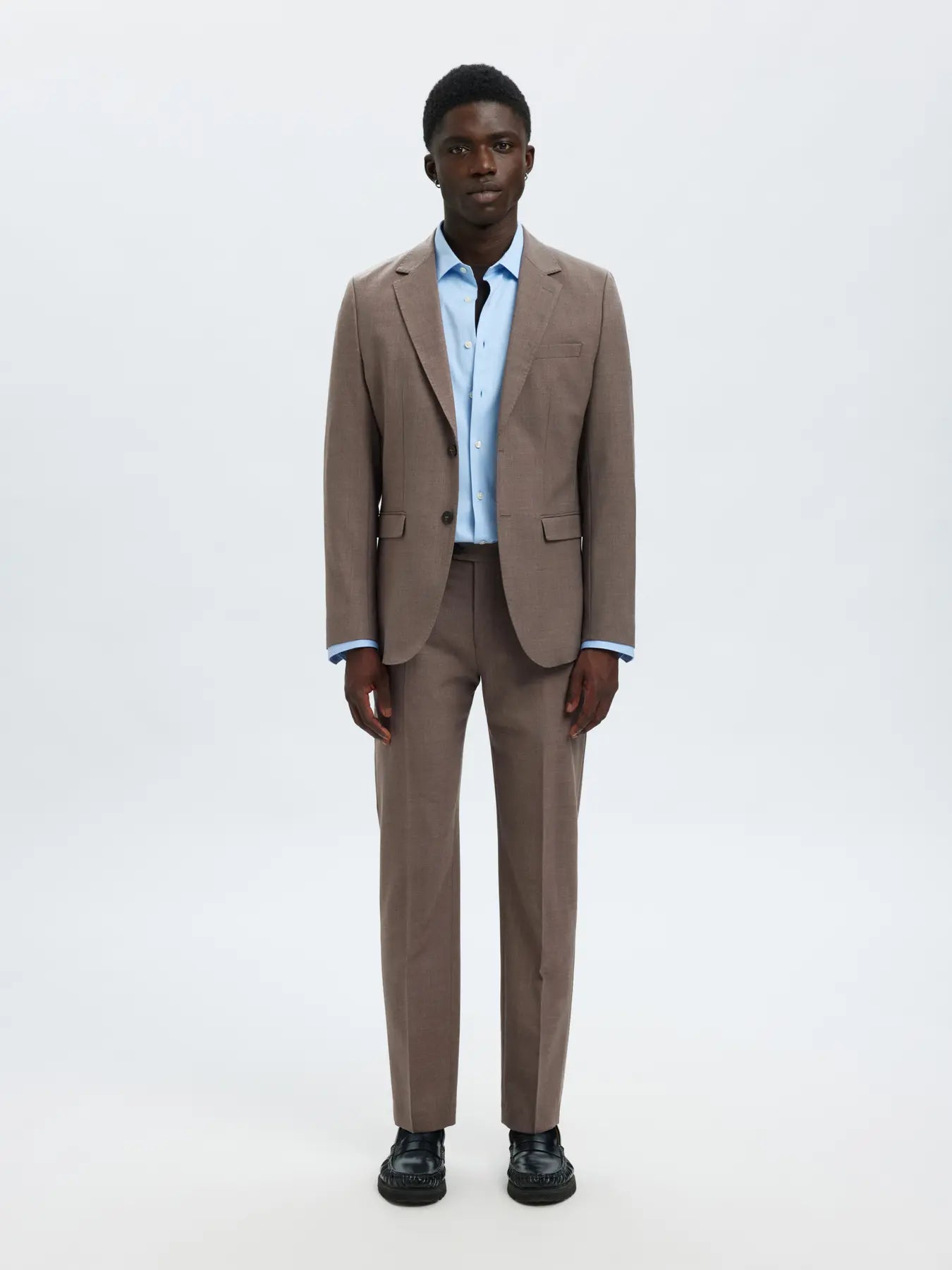 SELECTED SLIM-WOOL BLEND BLZ FLEX MOREL