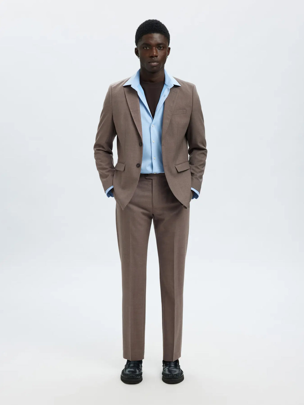 SELECTED SLIM-WOOL BLEND BLZ FLEX MOREL