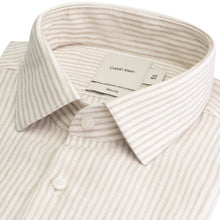 Indlæs billede til gallerivisning Calvin Klein LINEN STRIPE SLIM SHIRT Stony beige - ace - Supermen.dk
