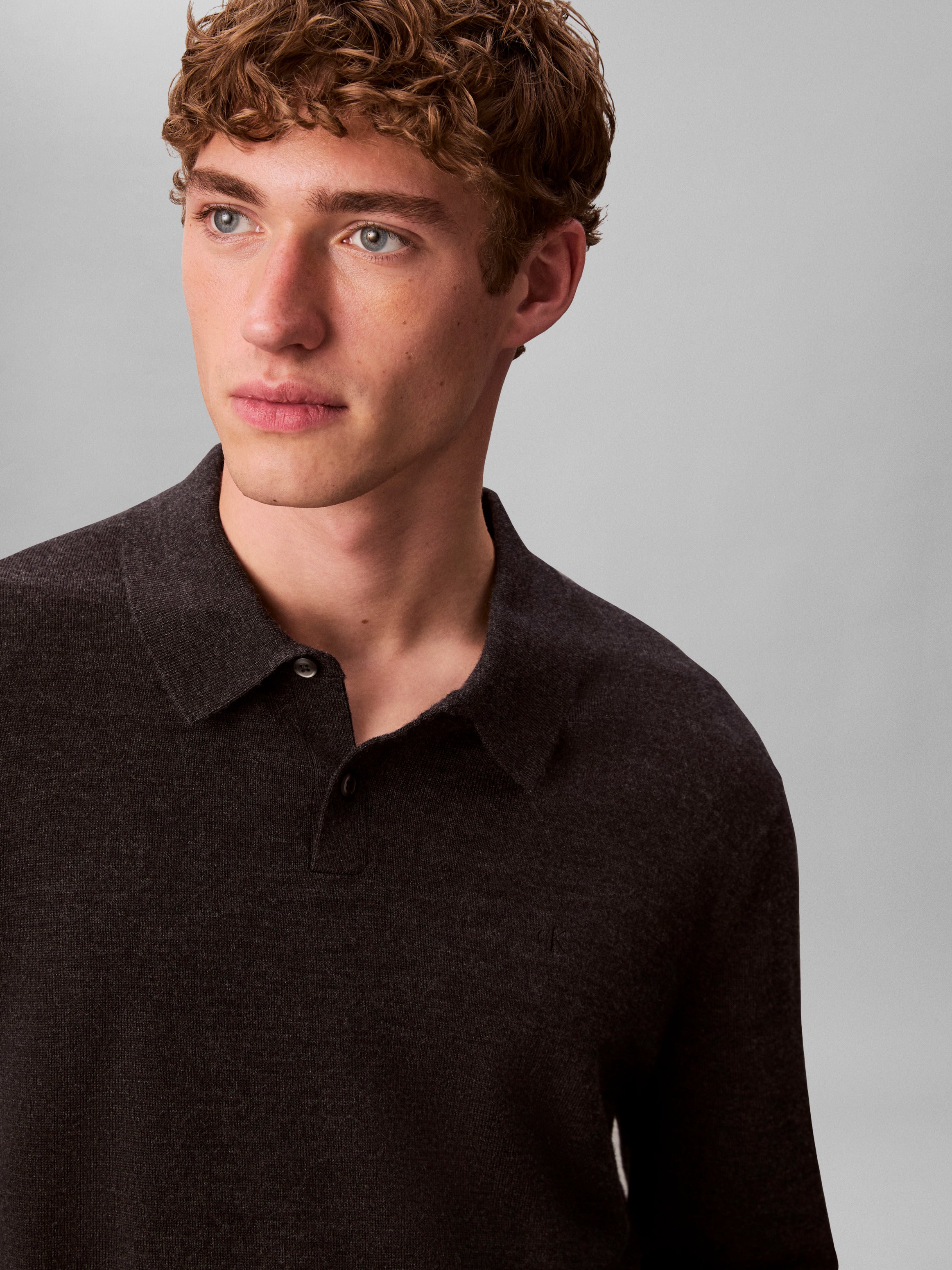 Calvin Klein LS 100% MERINO POLO - Supermen.dk