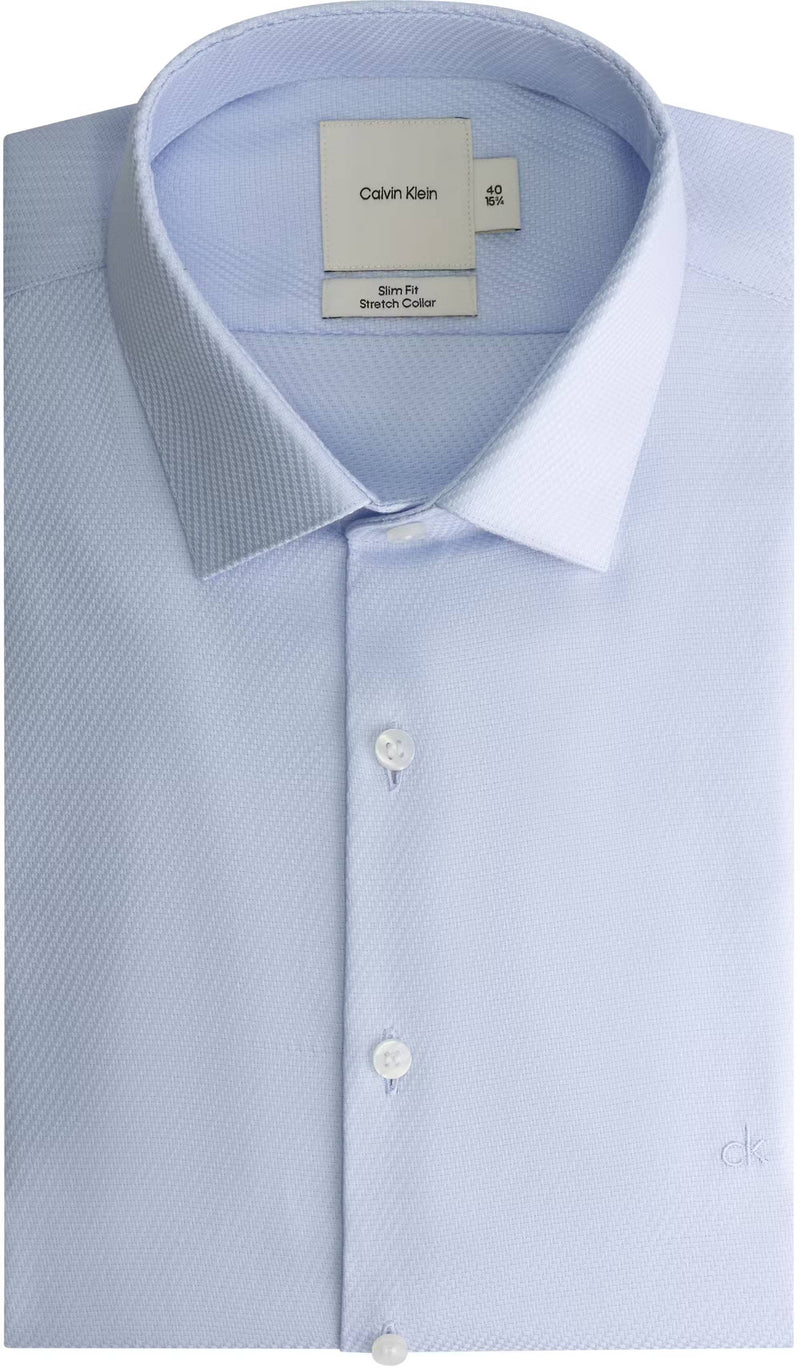 Calvin Klein NON IRON STRUCTURE SLIM SHIRT Blue - Supermen.dk