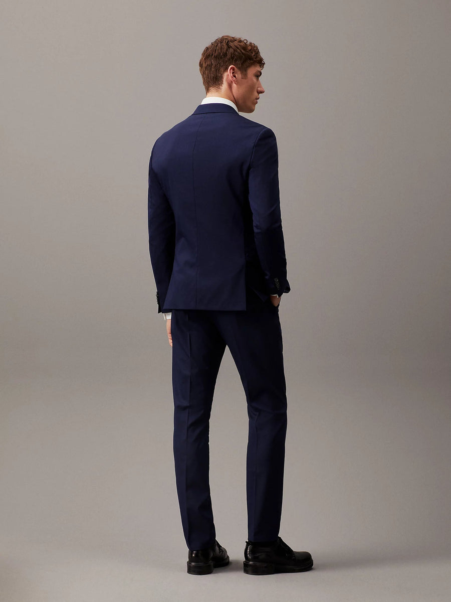Calvin Klein Slim enradet blazer i uldstretch i navy set bagfra