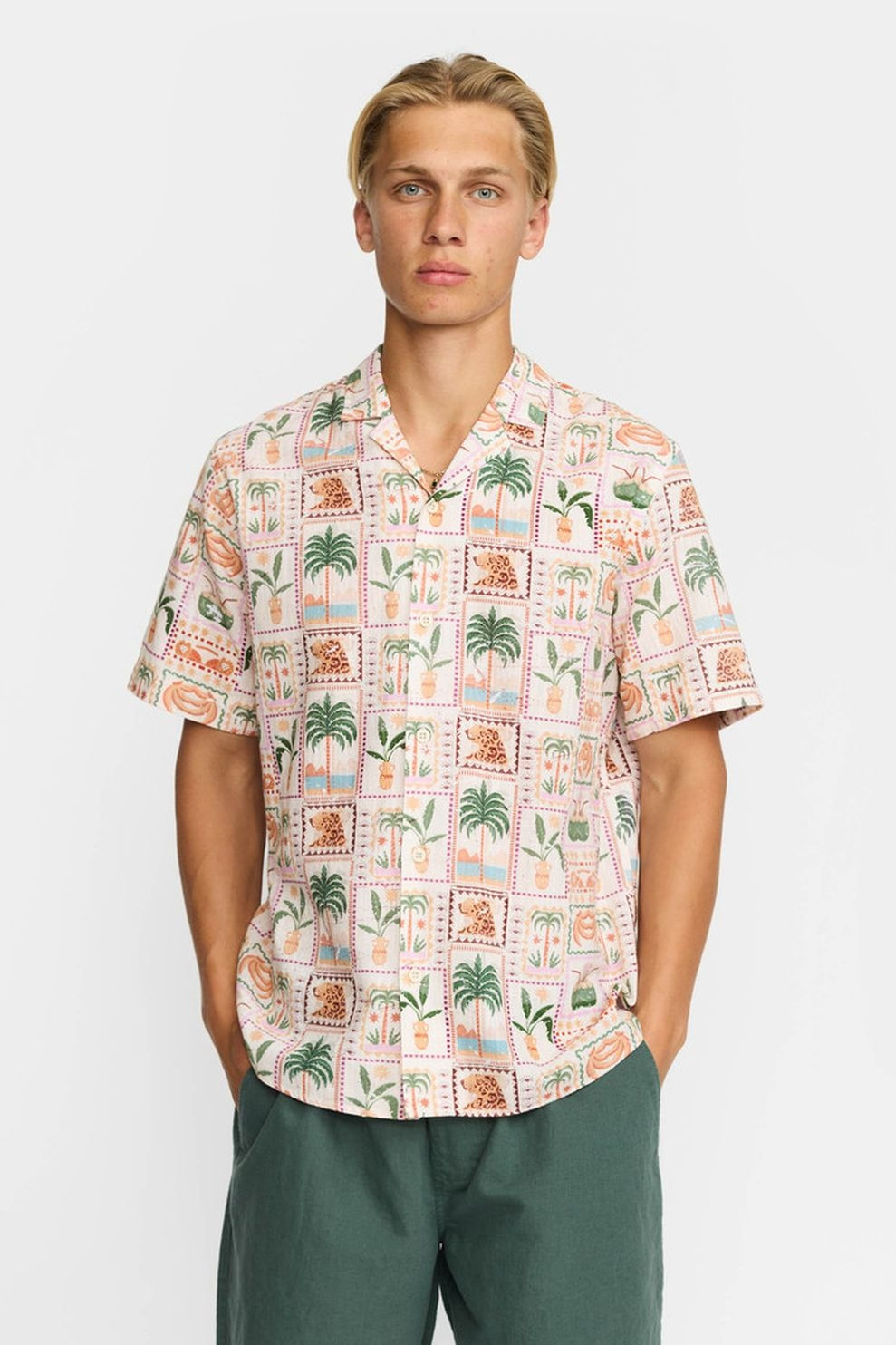 Revolution Short-sleeved Cuban Shirt 3247 - Off-white