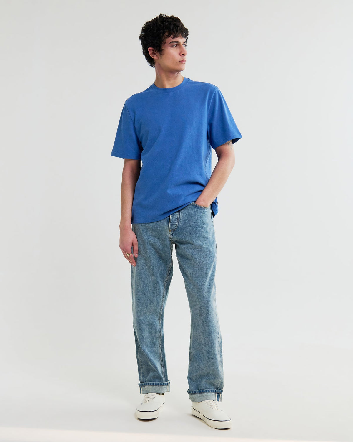 Wax London Dean Textured T-Shirt - French Blue