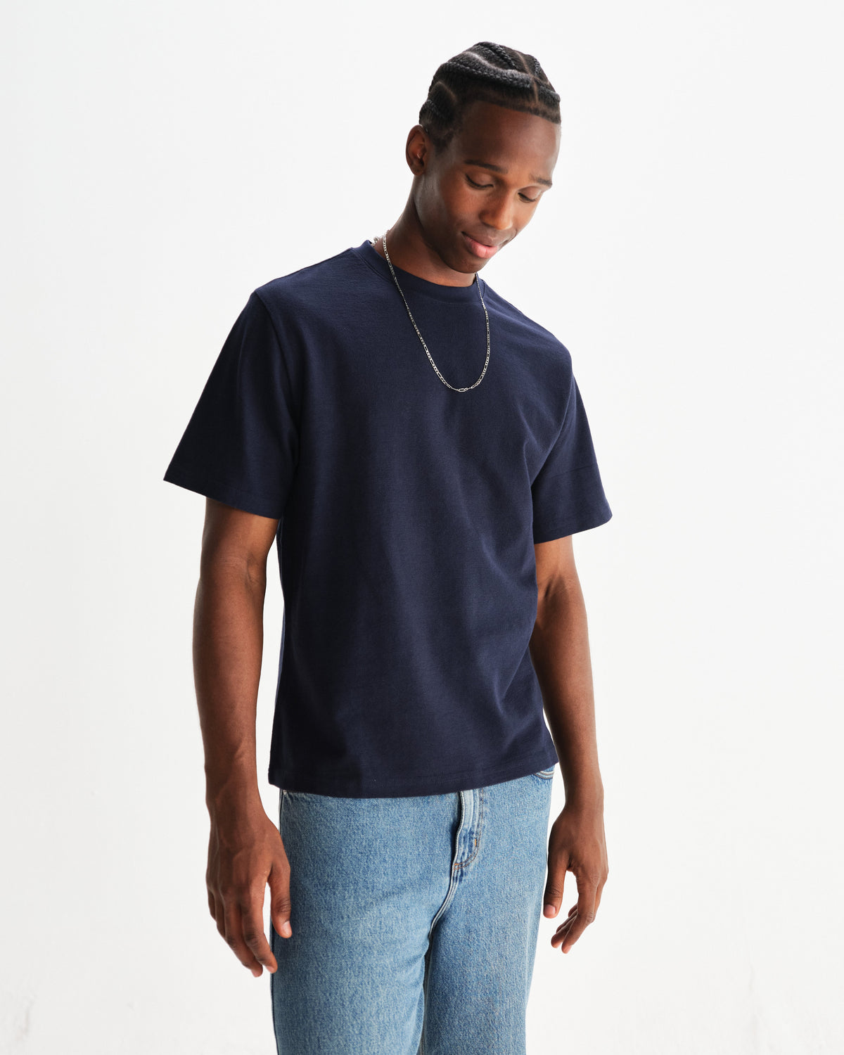 Wax London Dean Textured T-Shirt - Navy