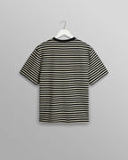 Dean - Navy/Ecru Striped Textured Organic Cotton T-Shirt - Supermen.dk