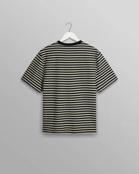 Dean - Navy/Ecru Striped Textured Organic Cotton T-Shirt - Supermen.dk