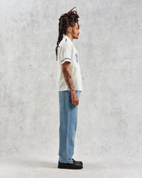 Didcot - Ecru Motif Embroidered Short - Sleeve Shirt - Supermen.dk