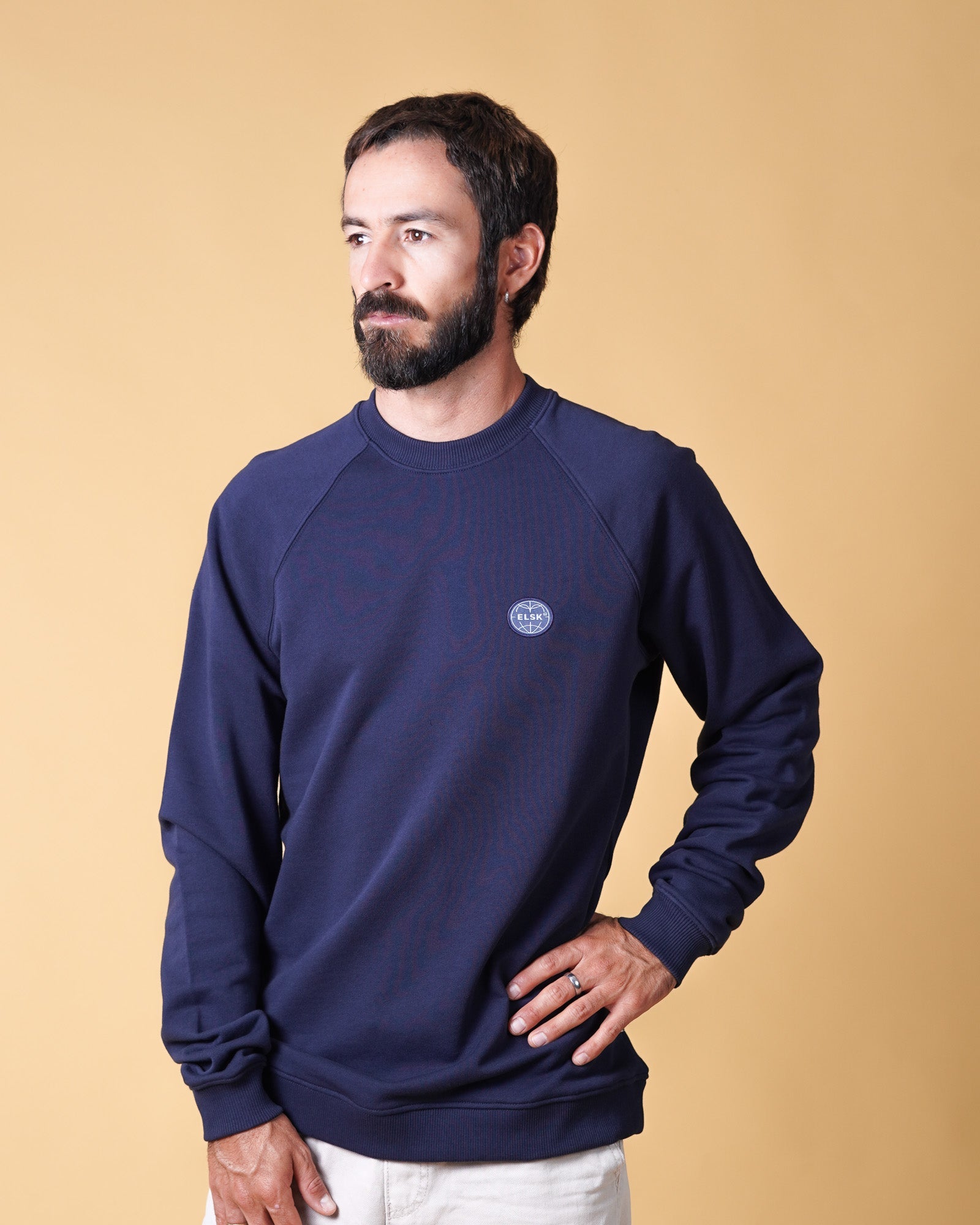 ELSK GLOBE MEN'S RAGLAN CREWNECK Dark Navy - Supermen.dk