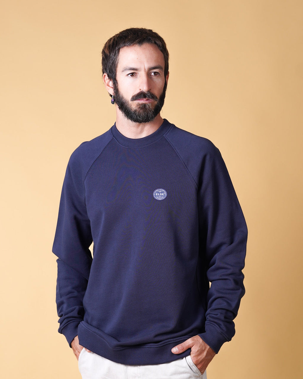 ELSK GLOBE MEN'S RAGLAN CREWNECK Dark Navy - Supermen.dk