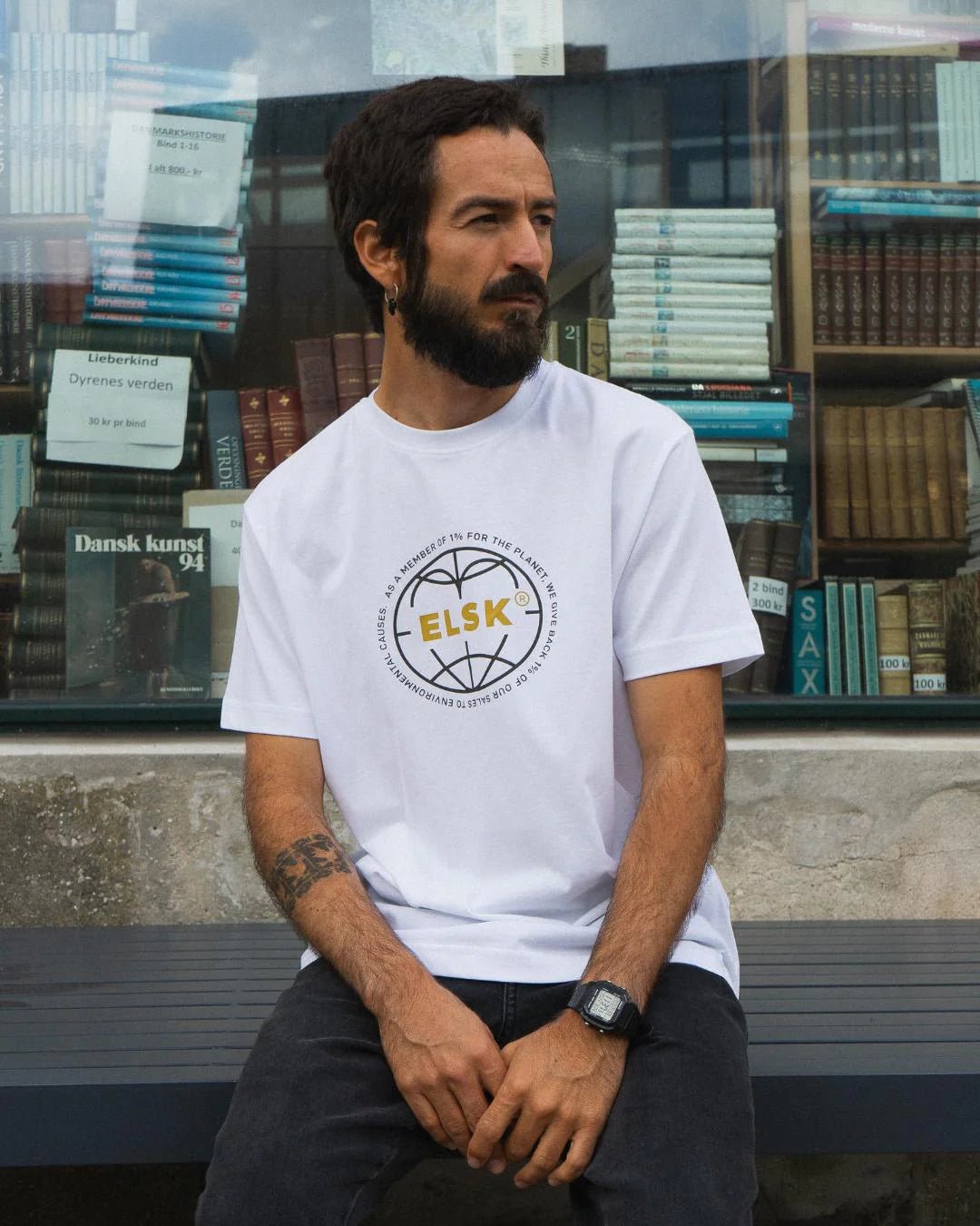 ELSK STATEMENT GLOBE MEN'S BRUSHED T - SHIRT - Supermen.dk