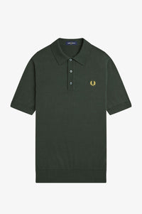 Fred Perry Cotton Knitted Shirt Court Green - Supermen.dk