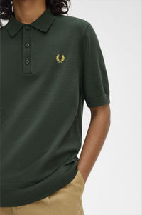 Fred Perry Cotton Knitted Shirt Court Green - Supermen.dk