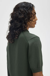 Fred Perry Cotton Knitted Shirt Court Green - Supermen.dk