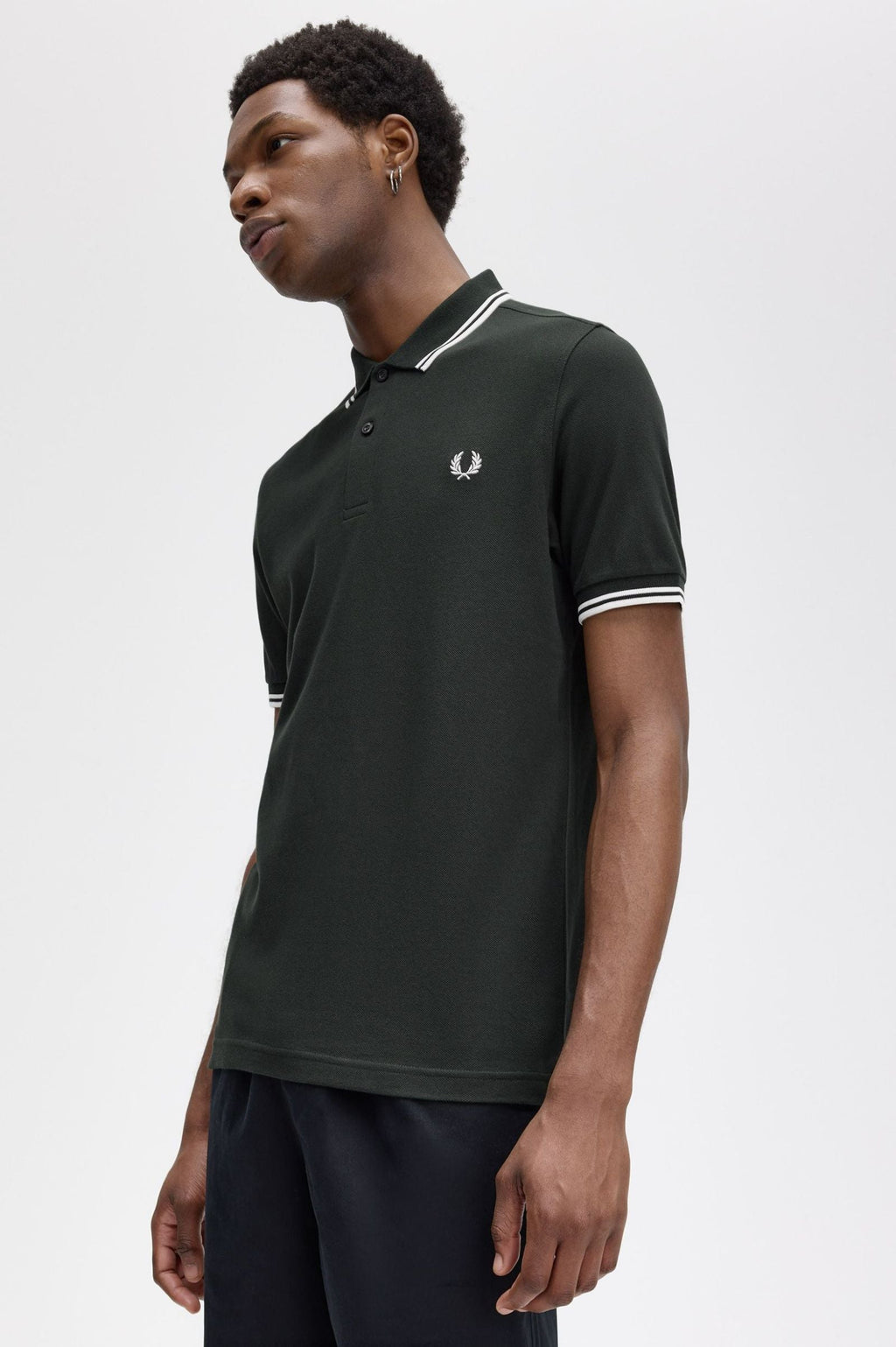 Fred Perry M3600 Night Green / Snow White / Snow White - Supermen.dk