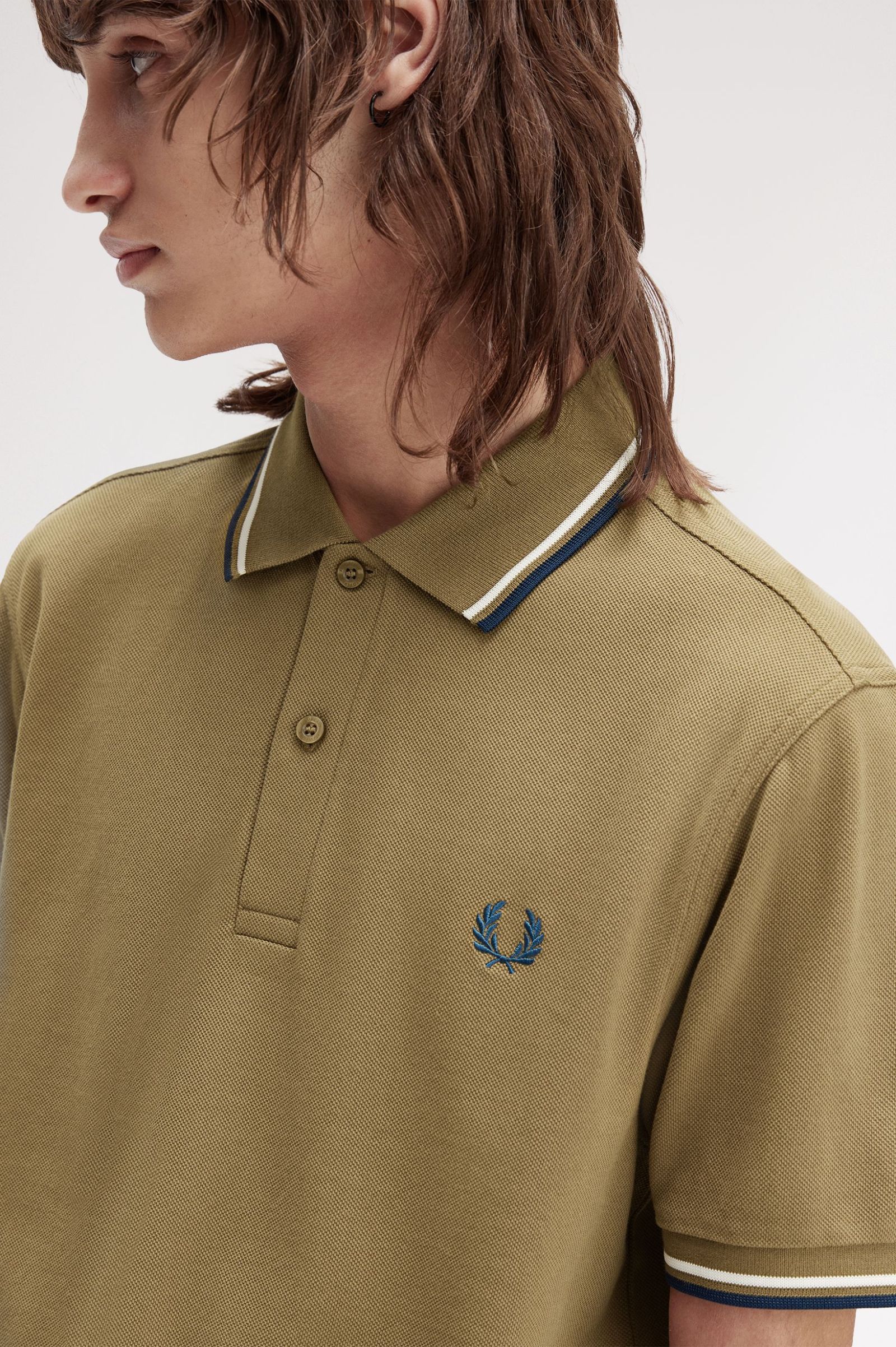 Fred Perry M3600 Shaded Stone / Ecru / Dark Petrol - Supermen.dk