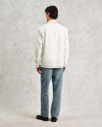 Haven - Ecru And Blue Embroidered Shirt - Supermen.dk