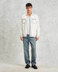 Haven - Ecru And Blue Embroidered Shirt - Supermen.dk