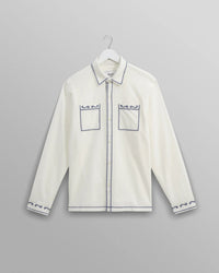Haven - Ecru And Blue Embroidered Shirt - Supermen.dk