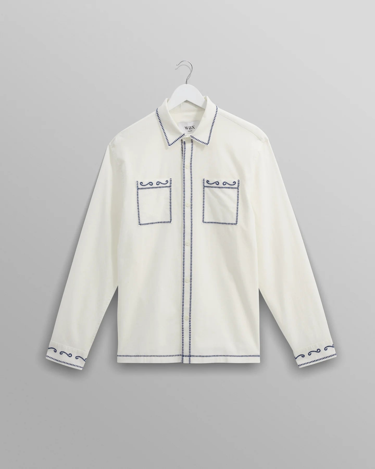 Haven - Ecru And Blue Embroidered Shirt - Supermen.dk