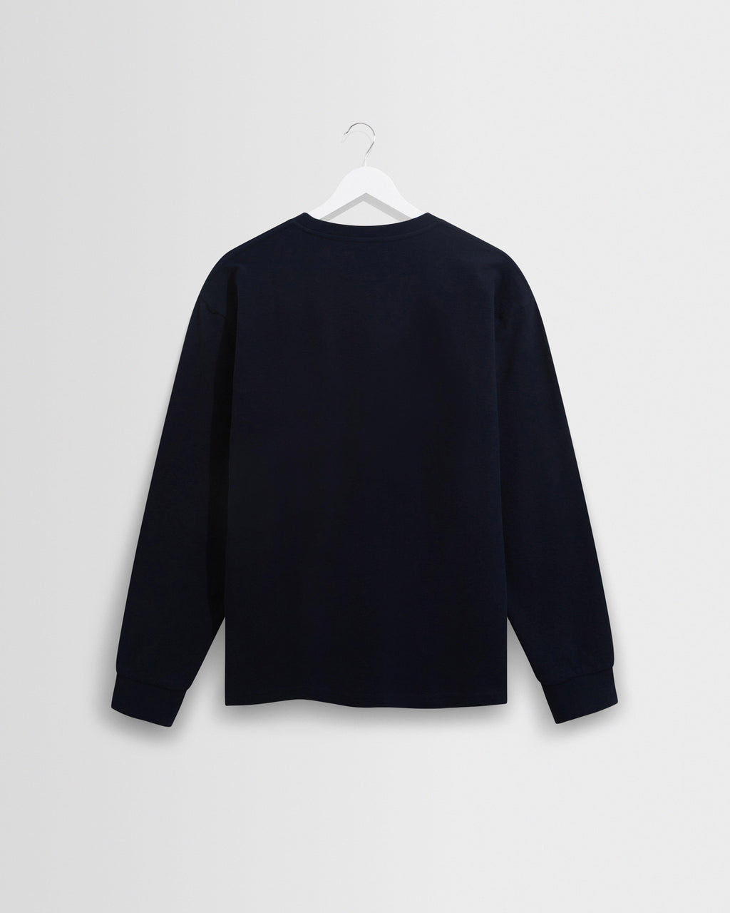 Wax London Hayden langærmet T-shirt med struktur i navy på bøjle set forfra