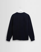 Wax London Hayden langærmet T-shirt med struktur i navy på bøjle set forfra