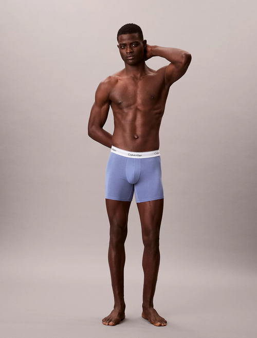 3 Pack Boxer Briefs - Icon Cotton Stretch - White/Blue Tulip/Turbulence