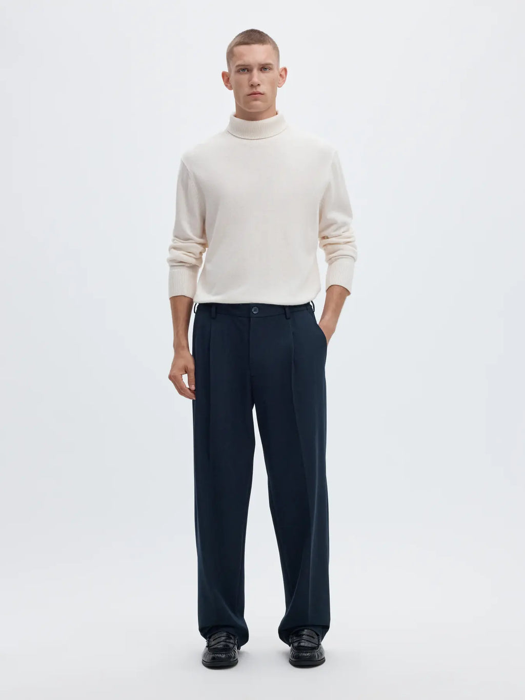 Selected 220-LOOSE FLEX PANTS Navy