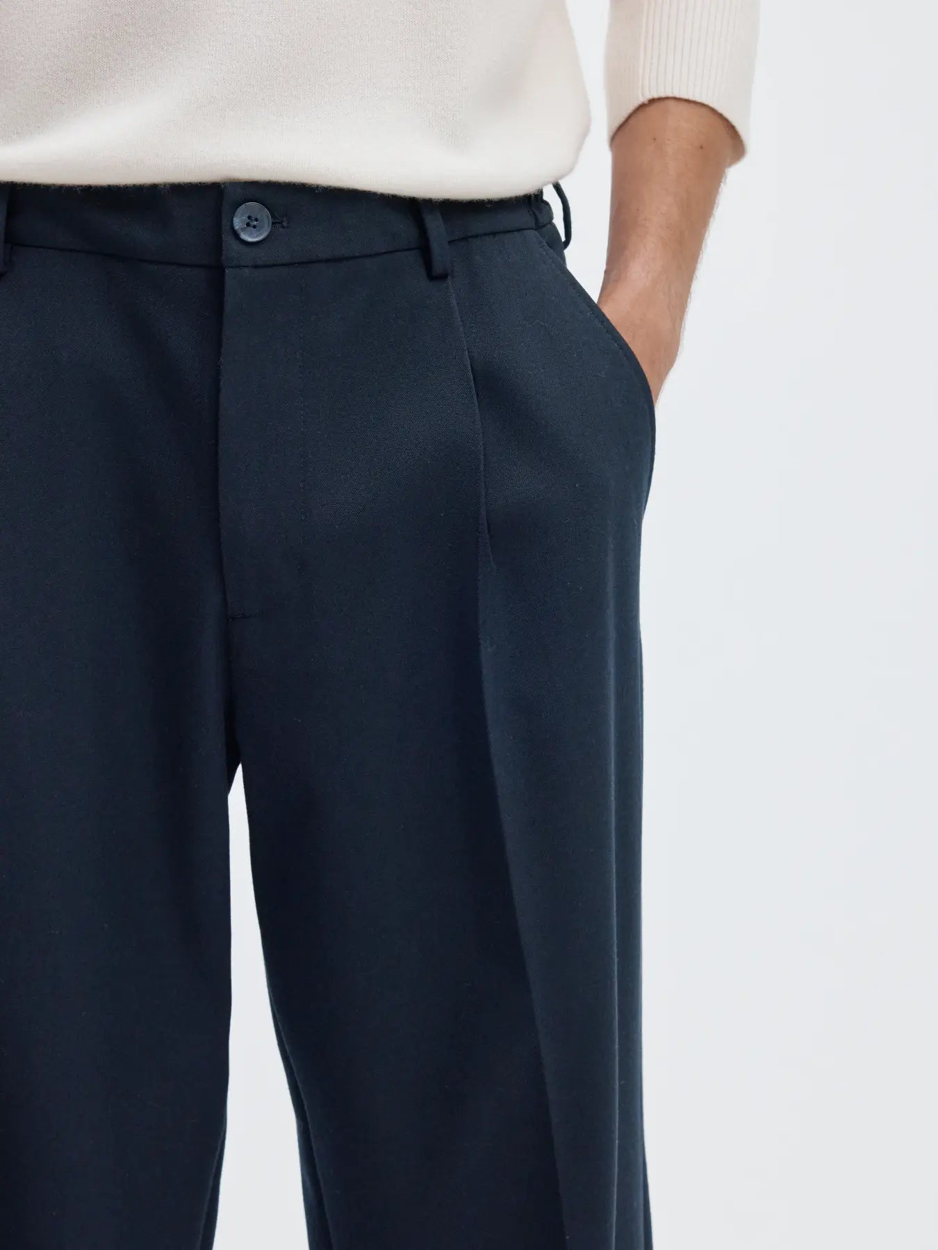 Selected 220-LOOSE FLEX PANTS Navy