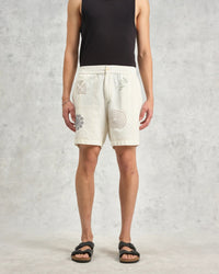 Kurt - Ecru Doodle Embroidered Shorts - Supermen.dk