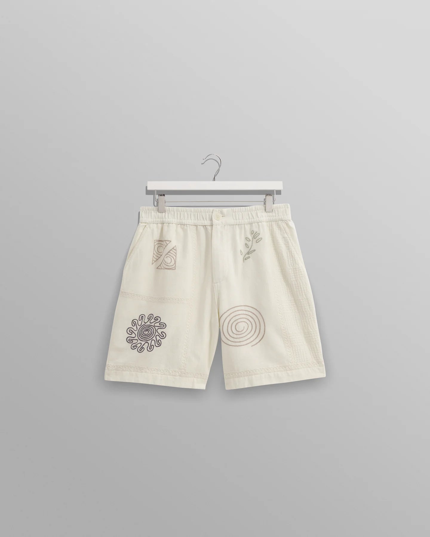 Kurt - Ecru Doodle Embroidered Shorts - Supermen.dk