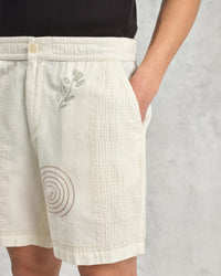 Kurt - Ecru Doodle Embroidered Shorts - Supermen.dk
