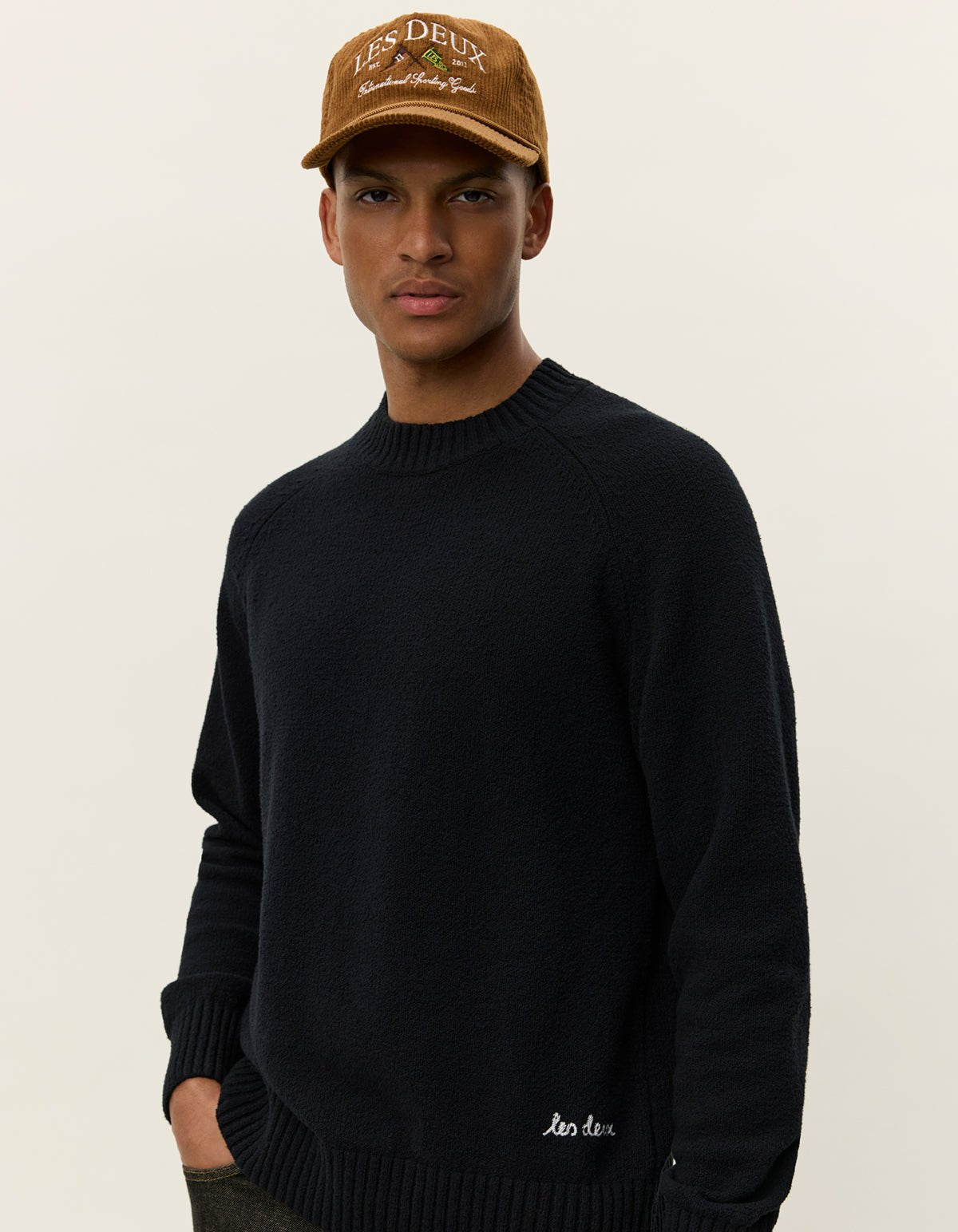 Les Deux Brad Roundneck Knit - sort - Supermen.dk