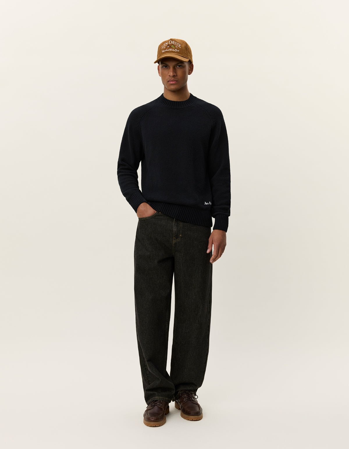 Les Deux Brad Roundneck Knit - sort - Supermen.dk