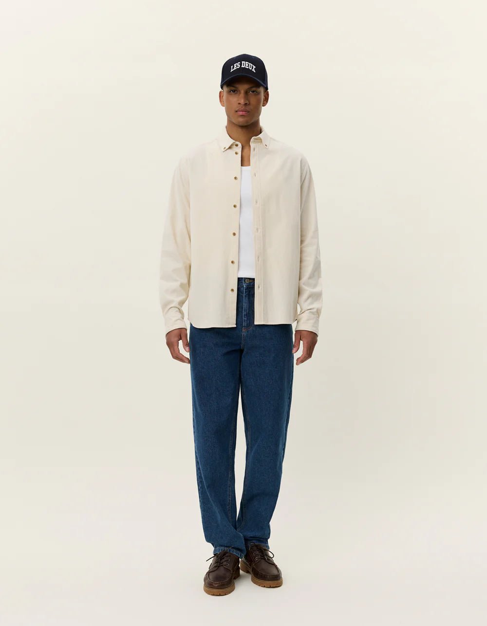 Les Deux Konrad Pinwale Corduroy Shirt - Ivory - Supermen.dk