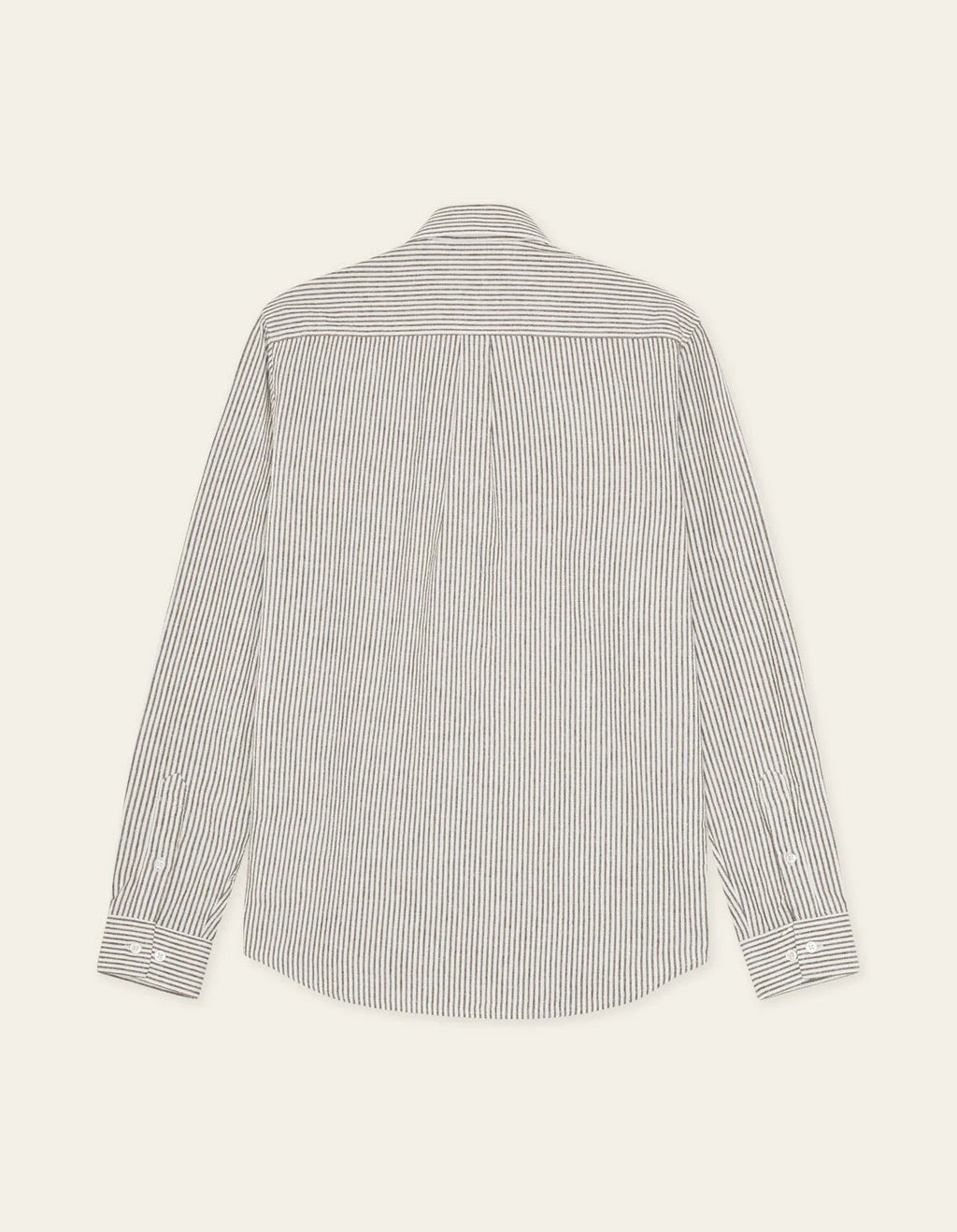 Les Deux Konrad Stripe Cotton Linen Shirt Teak Brown - Supermen.dk