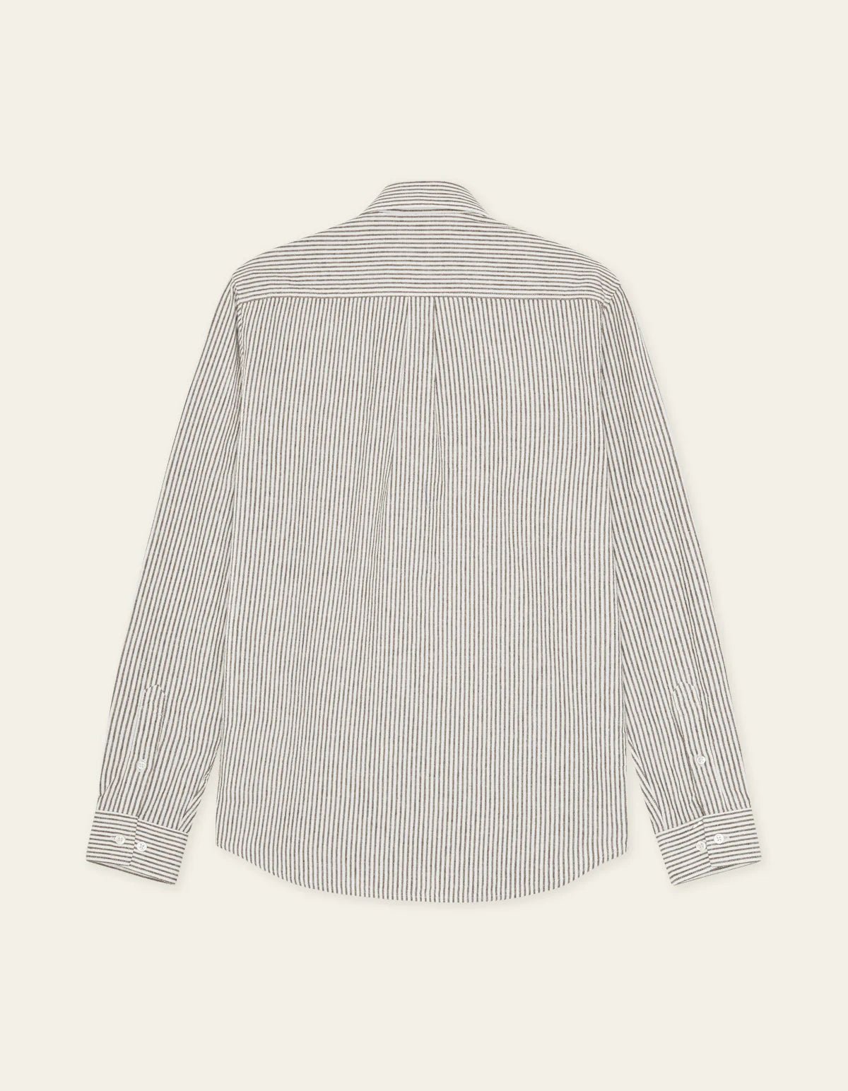 Les Deux Konrad Stripe Cotton Linen Shirt Teak Brown - Supermen.dk