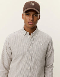 Les Deux Konrad Stripe Cotton Linen Shirt Teak Brown - Supermen.dk