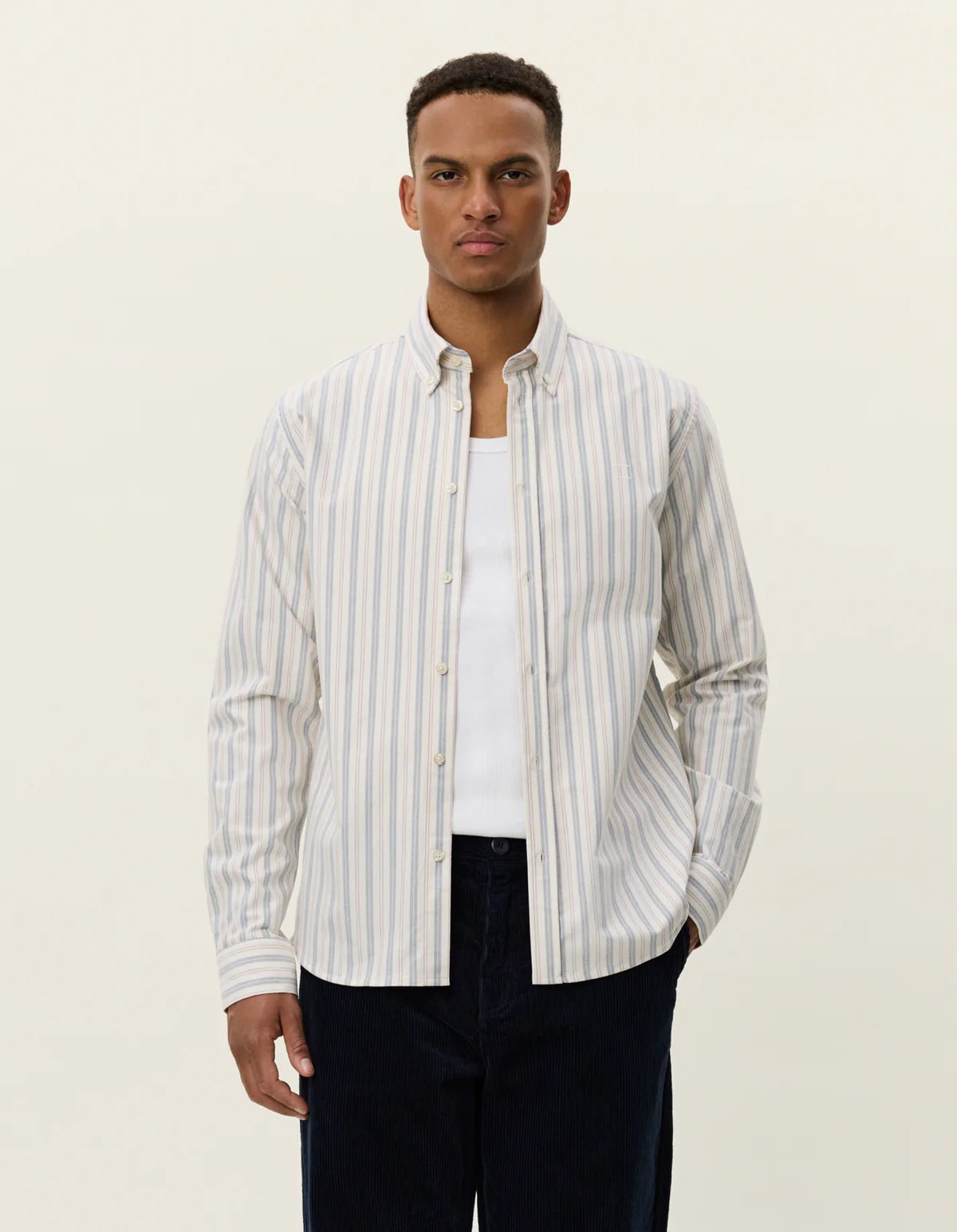 Les Deux Konrad Striped Oxford Shirt - Light Ivory