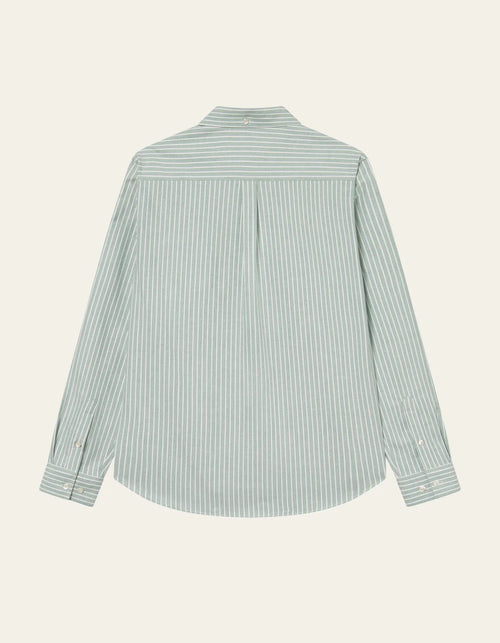 Les Deux Konrad Striped Oxford Shirt Green - Supermen.dk